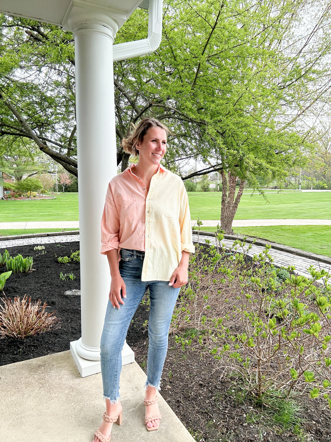 Two Tone Sherbet Button Up